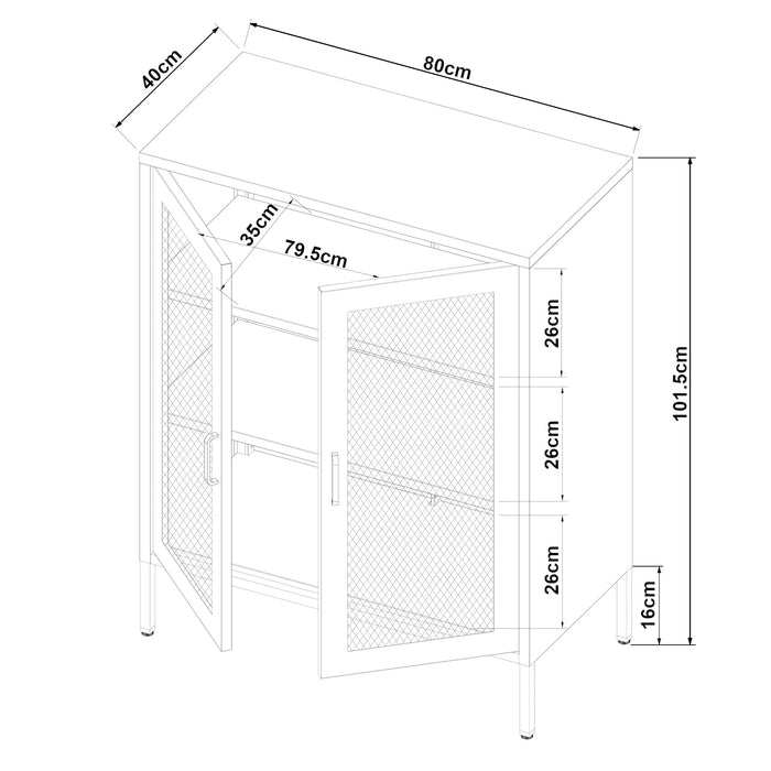 Credenza in metallo acciaio 102 x 80 x 40 cm nera 03_0006610