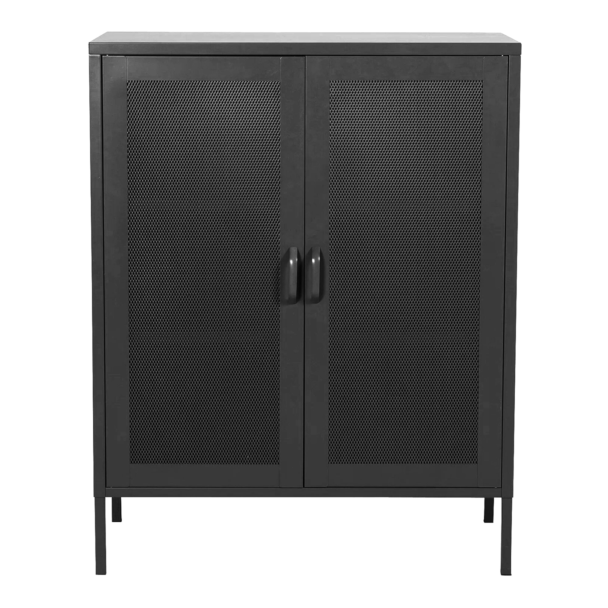 Credenza Falköping in Acciaio con 2 Ante Reticolate 101,5 x 80 x 40 cm Nero [en.casa]