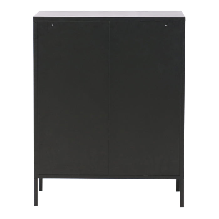 Credenza Falköping in Acciaio con 2 Ante Reticolate 101,5 x 80 x 40 cm Nero [en.casa]