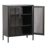 Credenza Falköping in Acciaio con 2 Ante Reticolate 101,5 x 80 x 40 cm Nero [en.casa]