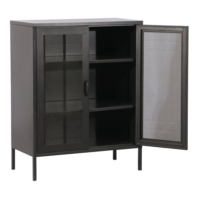 Credenza Falköping in Acciaio con 2 Ante Reticolate 101,5 x 80 x 40 cm Nero [en.casa]