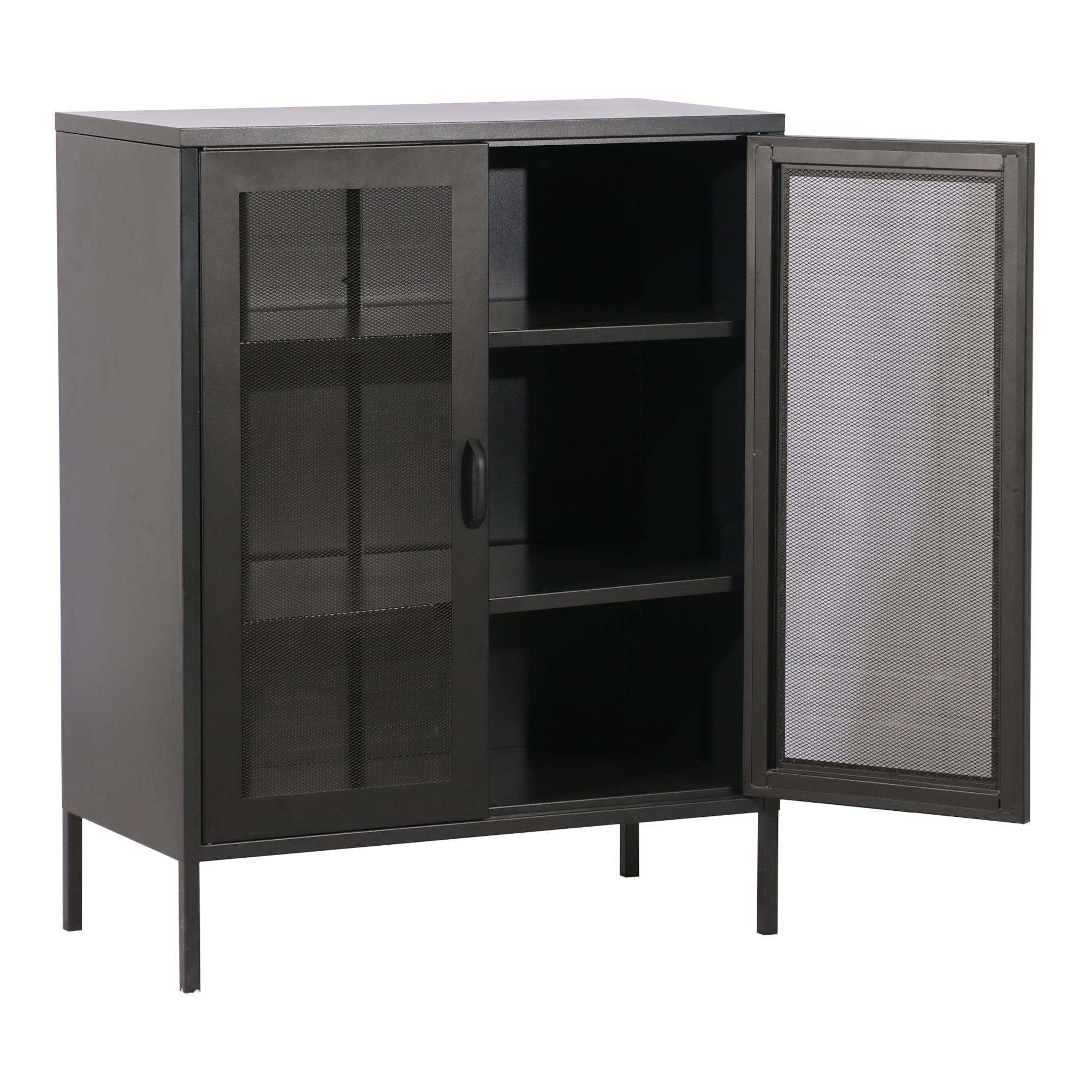 Credenza in metallo acciaio 102 x 80 x 40 cm nera 03_0006610