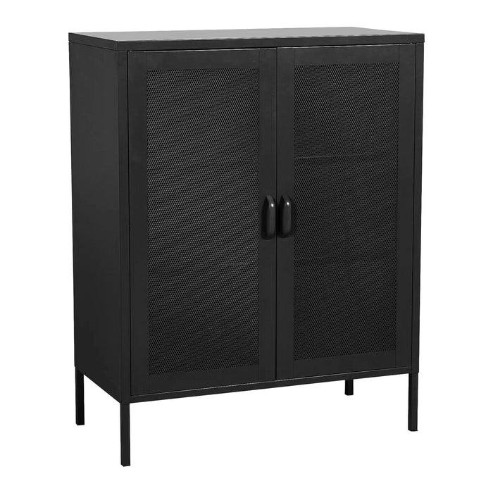 Credenza Falköping in Acciaio con 2 Ante Reticolate 101,5 x 80 x 40 cm Nero [en.casa]