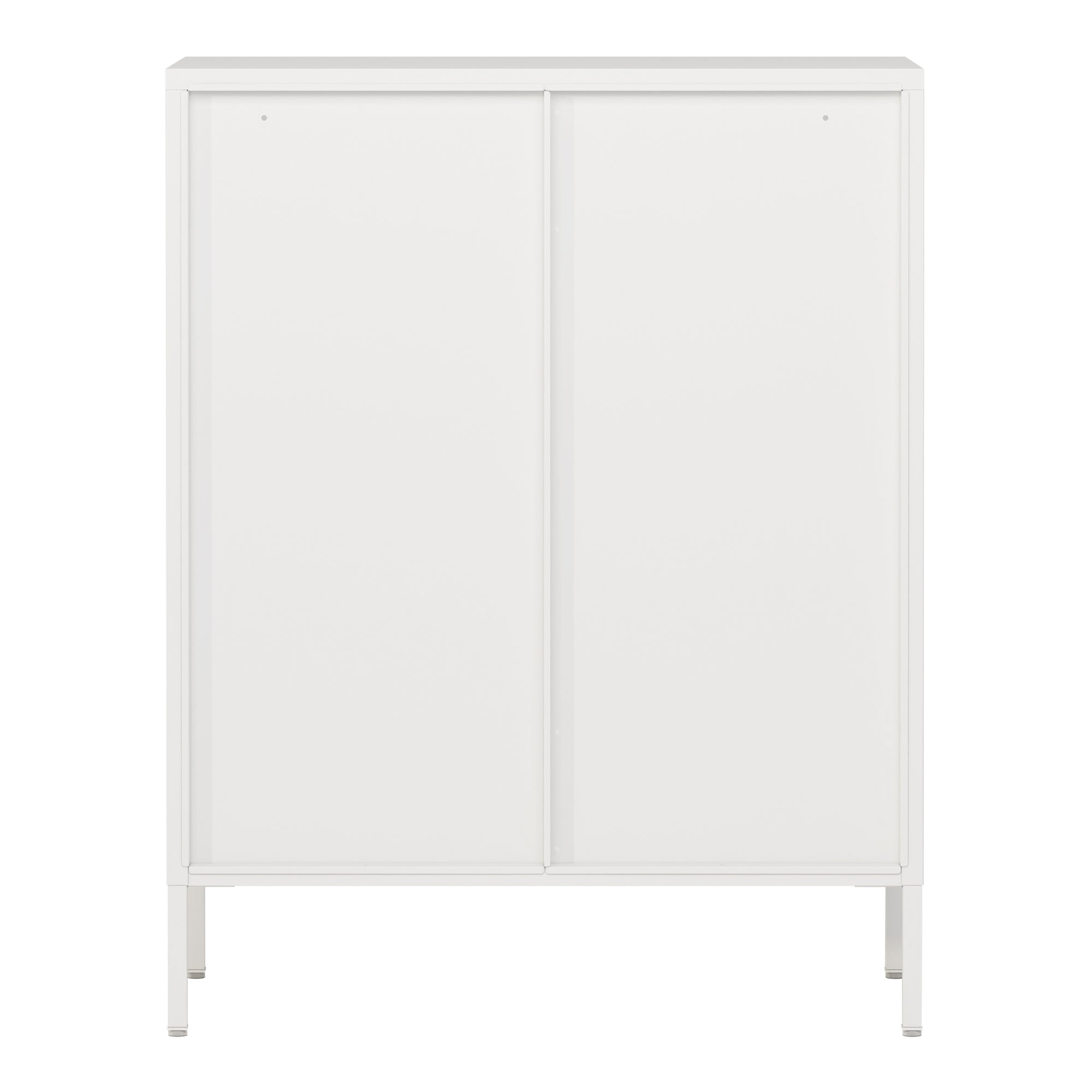 Credenza in metallo con ante in vetro acciaio vetro temperato 102 x 80 x 40 cm bianco 03_0006607