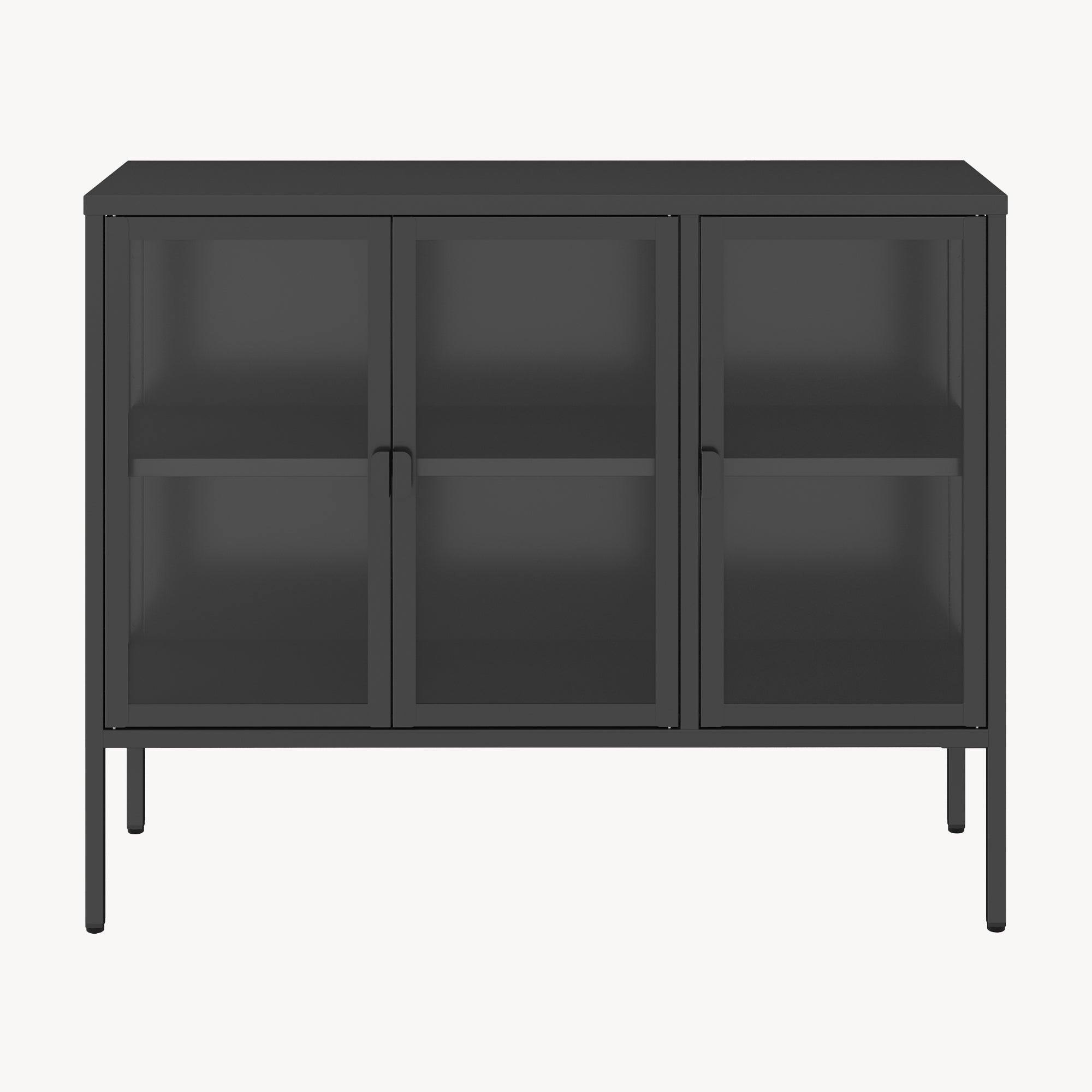 Armadietto con Vetrina Borshavisa Credenza con 3 Ante in Vetro 80x100x35 cm [en.casa]