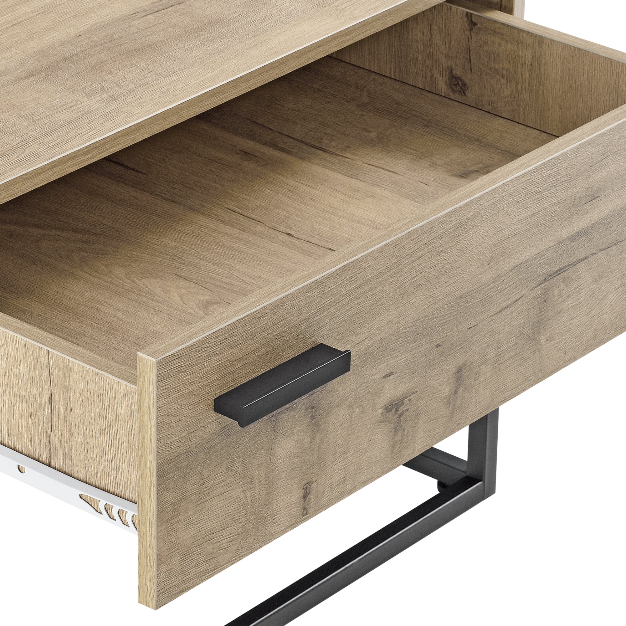 Set di 2 Comodini con Cassetto Hylte - Nero/Effetto Rovere [en.casa]