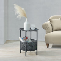 Tavolino basso 'Kruibeke' con Cesto Contenitore - Metallo [en.casa]