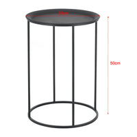 [en.casa] Set da 3 Tavolini da Salotto con Piano Tondo in 3 Misure Diverse Tavolini d'Appoggio in Metallo - Nero