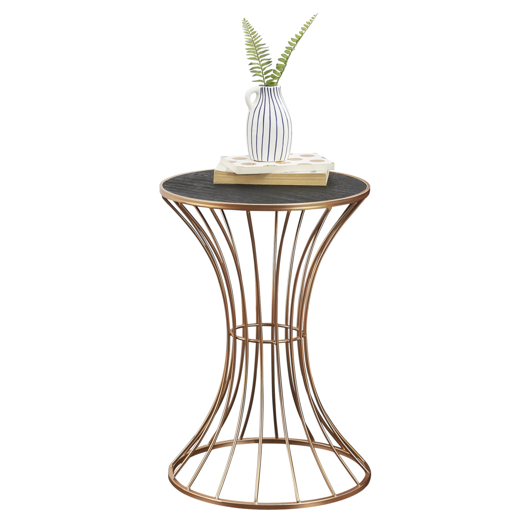 Tavolino da Salotto Sablier a Forma di Clessidra - Color Rame / Nero [en.casa]