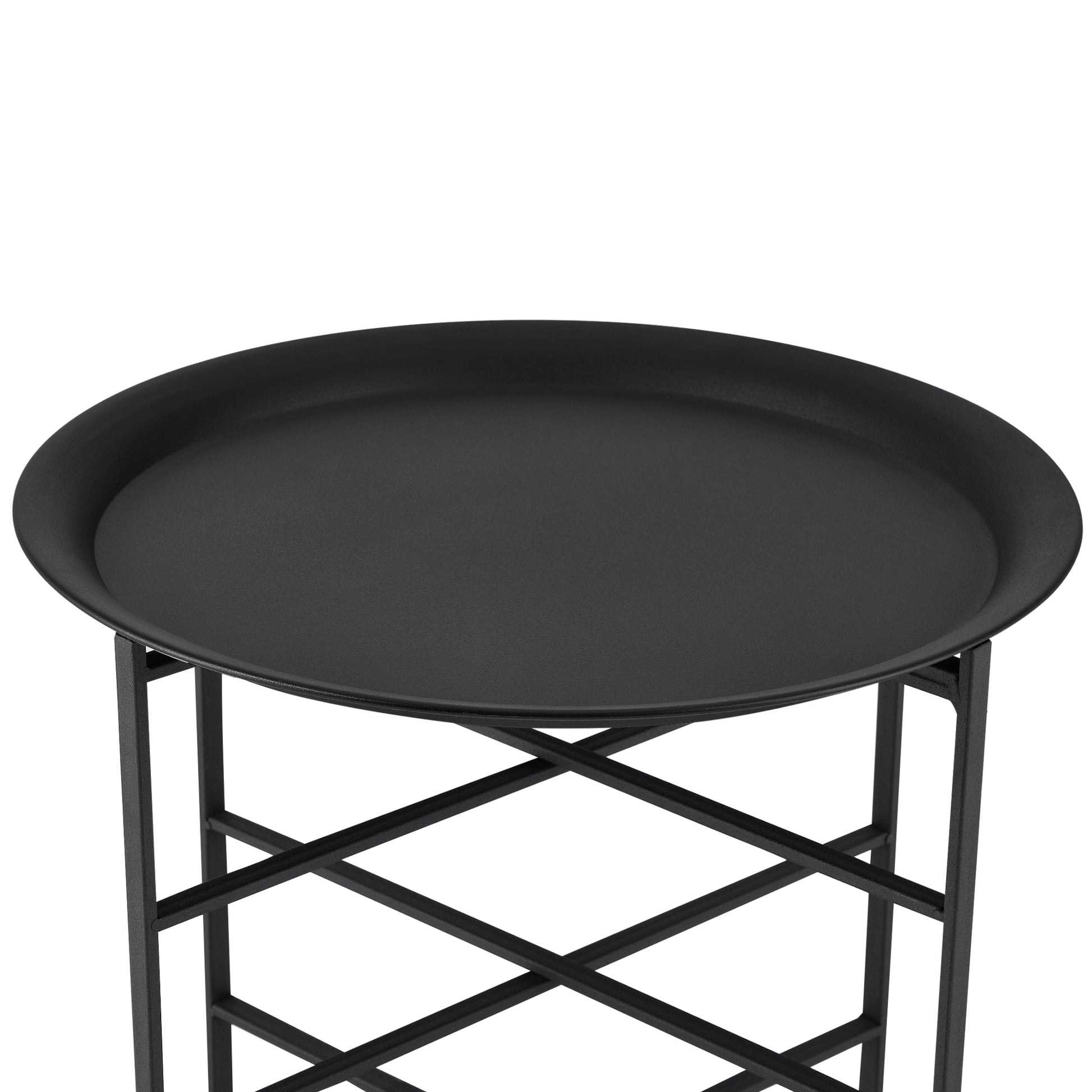 Tavolino di design vassoio estraibile mobile da soggiorno in metallo 52 cm nero 03_0006158