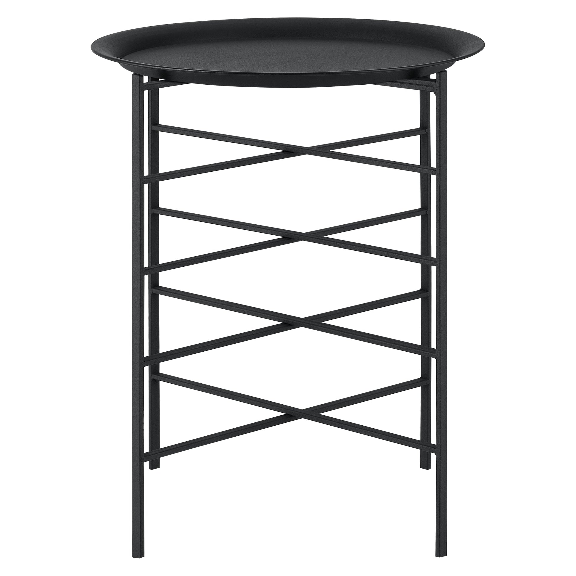 Tavolino di design vassoio estraibile mobile da soggiorno in metallo 52 cm nero 03_0006158