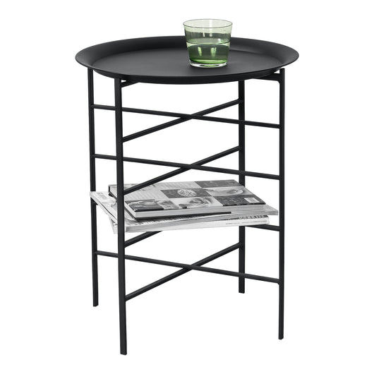 Tavolino da Salotto con Piano Rotondo Rimovibile in Metallo Nero [en.casa]