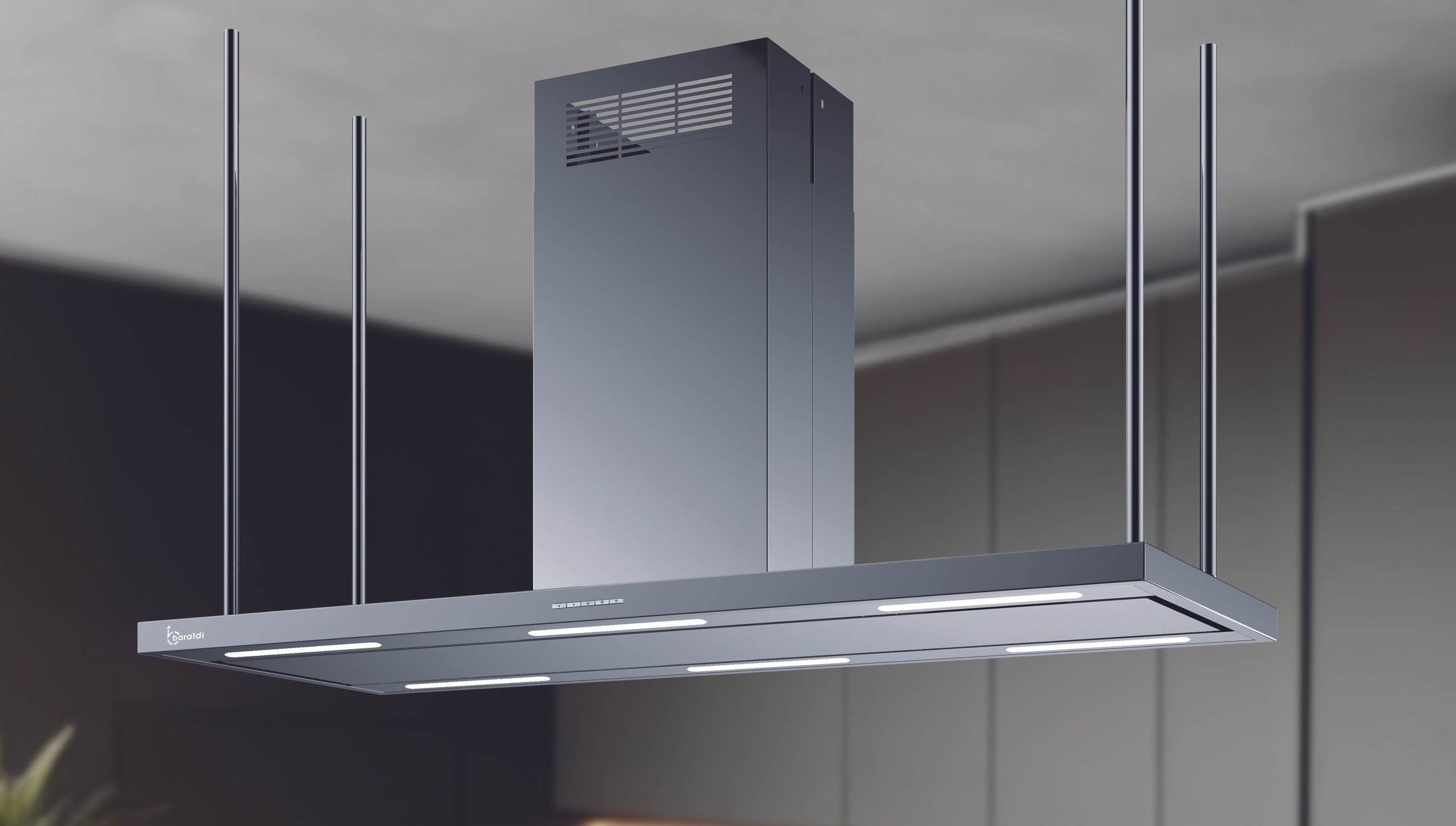 CAPPA ELEA CENTRALE cm146x60 camino centrale - Inox - 800 m3/h