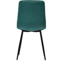 Set di 4 Sedie in Velluto con Design Ergonomico e Imbottito, Gambe in Metallo, per Sala da Pranzo, 44x46x86 cm, Verde