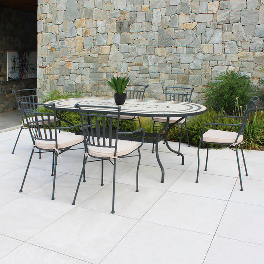 Tavolo Ceramica E Ferro Verniciato Ovale Dedalo 200X100 Cm