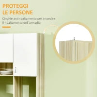 Mobile Buffet a 4 Porte per Cucina con 3 Armadietti, Cassetto e Piano d'Appoggio in Truciolato, 102x48x180 cm