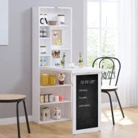 Scrivania PC Pieghevole con Libreria a 9 Ripiani in Legno e Metallo, 98x51x153 cm, Bianco