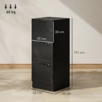 Cassettiera compatta con 3 cassetti, serrature e guide regolabili, 40 x 40 x 101 cm, nero