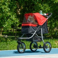 Passeggino per Cani e atti con 3 Ruote, Pieghevole, Oxford, 109.5 x 54.5 x 106.5 cm, Rosso e Nero