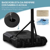 Canestro Basket ad Altezza Regolabile con Base Riempibile e 2 Ruote, in Acciaio, PE e HDPE, 70x45x2 cm