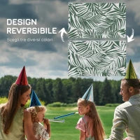 Tappeto Esterno per Balcone e Terrazza Reversibile con Fantasia a Foglie, 152x243 cm, Verde e Bianco