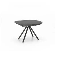 E-STYLO Tavolo allungabile con top grigio grafite in ceramica su vetro temperato gambe in metallo antracite, 90cm X 120/180cm H. 76cm.