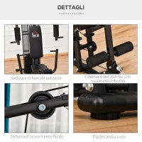 Stazione Fitness Palestra Multifunzione per Allenamento a Casa e Professionale, Acciaio 150x110x210cm Nero