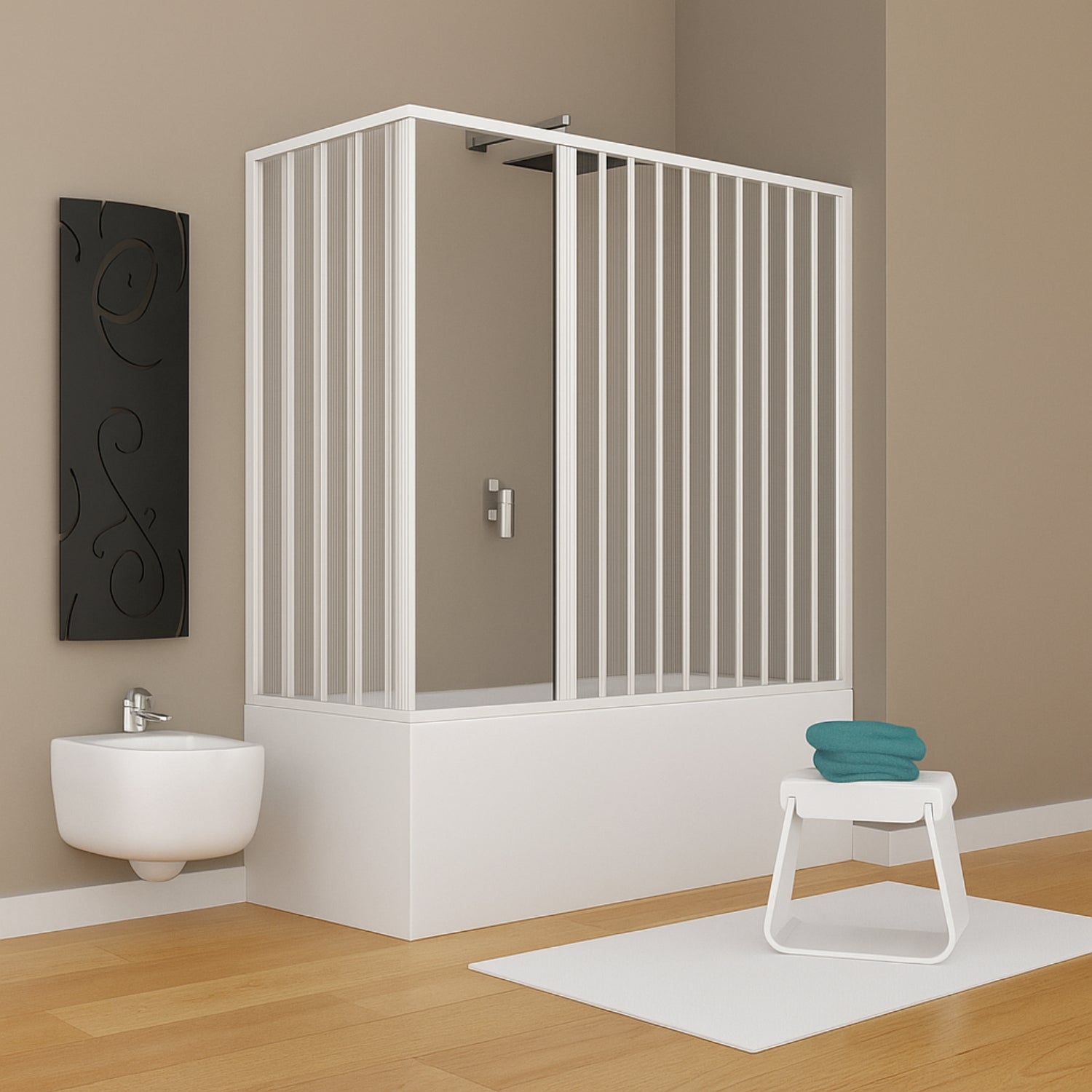 Box vasca estensibile a soffietto in pvc bianco con apertura centrale *** misure 70x160 cm, confezione 1