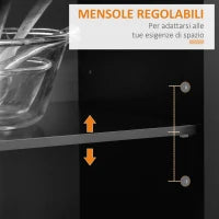 Carrello da Cucina Multiuso in Legno con 2 Cassetti, Armadietto e 4 Ruote, 104x46x91cm, Nero