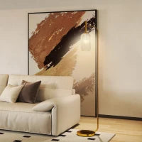 Lampada da Terra Moderna con Paralume in Vetro e Interruttore a Pedale per Lampadine E27, Oro