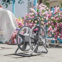 Avvolgitubo da Giardino a Parete e Autoportante per 40m di Tubo con Manovella, Grigio
