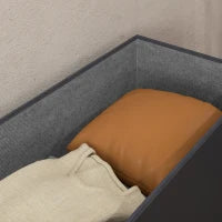 Panca Contenitore Pieghevole da 84L, Coperchio Imbottito e Rivestimento Finta Pelle, 76x38x38cm, Nero