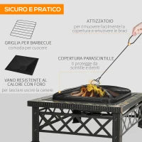 Braciere da Giardino con Coperchio Parascintille e Griglia per Barbecue in Metallo 76x76x47cm Nero