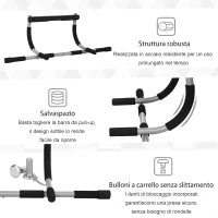 Barra per Trazioni a Pressione per Porta, Installazione senza Viti e Telaio in Tubi di Acciaio, Peso max: 110 kg