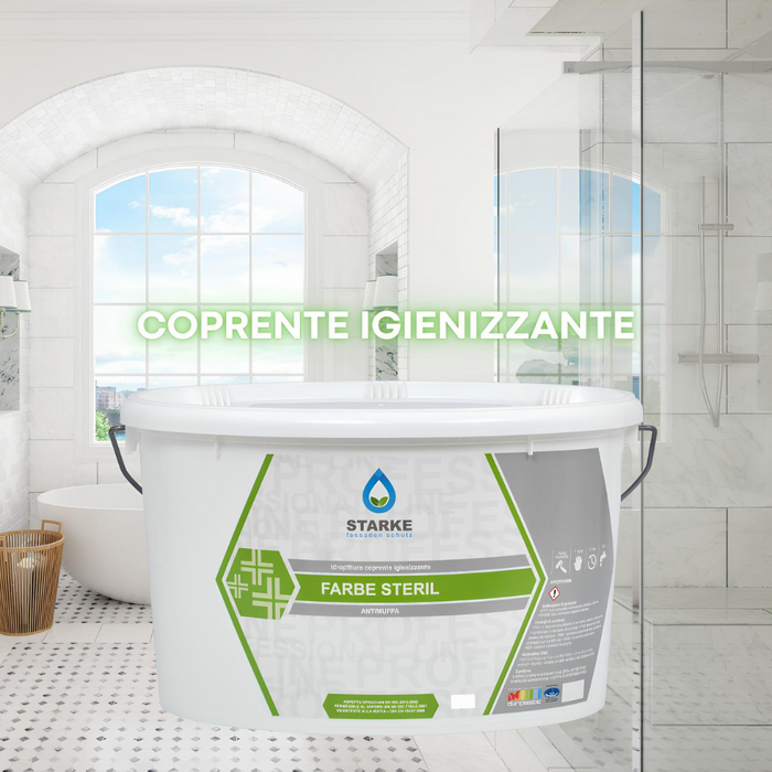 Farbe steril pittura coprente igienizzante antimuffa opaca permeabile vapore *** formato 5 lt, confezione 1