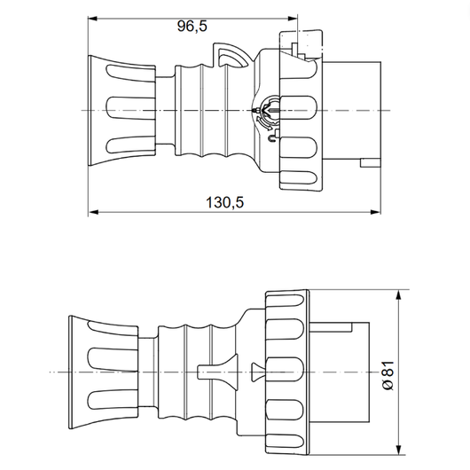 Spina mobile diritta industriale rossa 3p+t 16a trifase 380v ip67 gw60030h