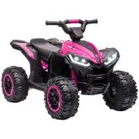 Quad Elettrico per Bambini 12V, 2 Velocità, Ruote Larghe con Clacson e Fari LED, Età 3-5 Anni, Rosa