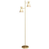 Lampada da Terra Moderna con 2 Luci e Teste Regolabili, Interruttore a Pedale, Oro