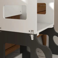 Scala Montessori 4 in 1 per Bambini con 2 Lavagne e Set Tavolo e Sedia, in Legno, 58x46x92 cm, Bianco