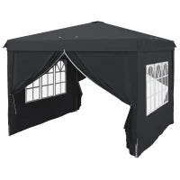 Gazebo 3x3 ad Altezza Regolabile con Fori di Drenaggio e Borsa da Trasporto, in Metallo, Grigio