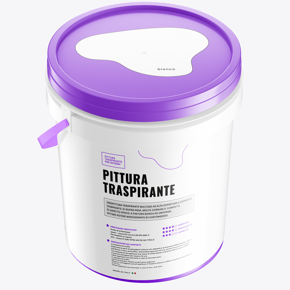 Idropittura traspirante semi lavabile alta copertura opaca finitura bianca *** formato 4 lt, confezione 1