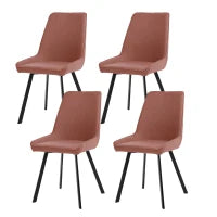 E-STYLO Sedia da pranzo in microfibra ruggine con gambe e struttura in metallo nero, 48cm X 60cm H. 87cm.