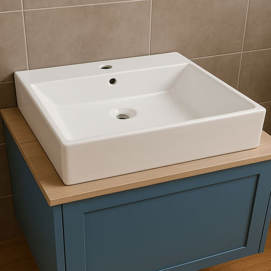 Lavabo da appoggio ceramica bianco lavandino lavello arredo bagno 2 misure *** misure 53x41x15 cm, confezione 1