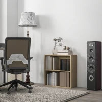 Libreria scaffale portaoggetti con 2 scomparti e scaffale regolabile, 60 x 24 x 63 cm, effetto legno naturale