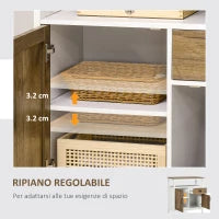 Mobile Cucina Stile Rustico con Armadietti e Cassetto, 76.6x 35x 81.5cm, Bianco e Marrone