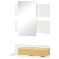 Set Mobili da Ingresso con Specchio 40x70cm e Cassetto in Legno con Fissaggio a Muro