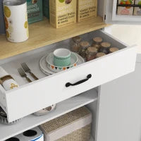 Credenza da Cucina Buffet, 4 Porte, 6 Ripiani a Porta, 1 Cassetto e Ripiani Regolabili, 76,5 x 40 x 181 cm, Bianco