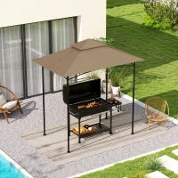 Copertura per Gazebo da Giardino per Barbecue 1.52x2.44 m a 2 Livelli in Poliestere 160gsm Cachi
