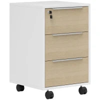 Mobile per ufficio con cassetti e serratura, mobile archiviazione ufficio su ruote, 40 x 40 x 63,5 cm, rovere