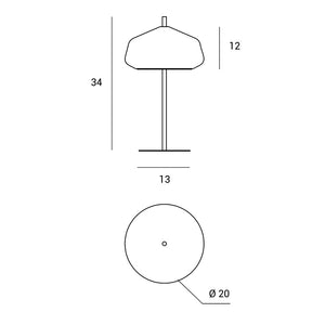X-RAY LAMPADA DA TAVOLO VETRO BASSO 12CM  TRASPARENTE MONTATURA ORO ATTACCO G9